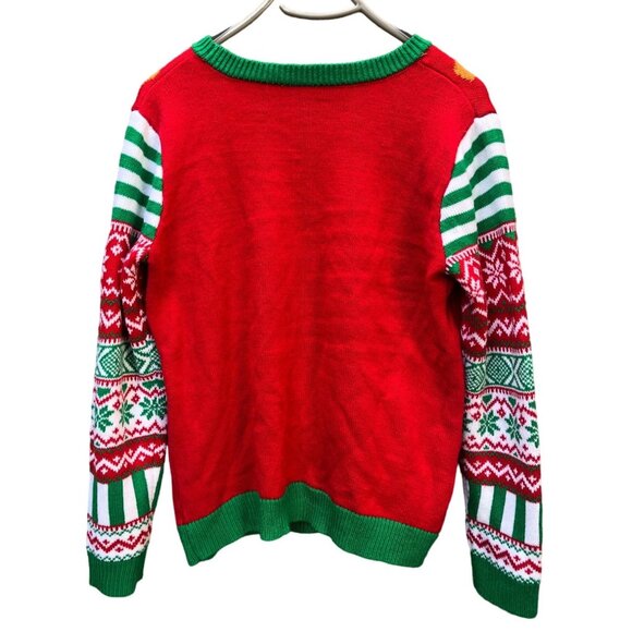 Too Cute To Be Naughty Reindeer Ugly Christmas Sweater XL Red Green White - Picture 6 of 6